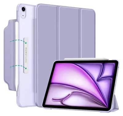Produktbild von Fintie Hülle für iPad Air 11 Zoll (M4/M3/M2, 2026/2025/2024), iPad Air 5/4 Gen Case (10,9 Zoll, 2022/2020) - [Magnetverschluss] Leichte Standhülle mit Durchscheinend Mattierter Rückseite, Violett