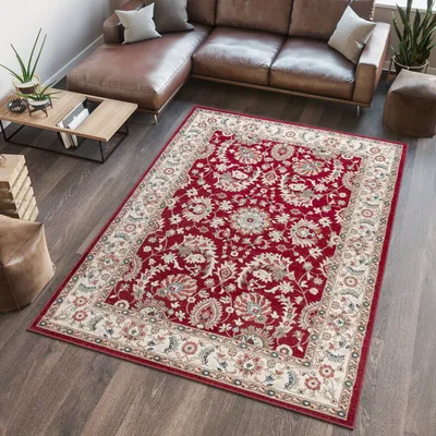 Image de Tapis Séjour Chambre à coucher Design à poils courts Classique Rouge Beige  300 x 400 cm