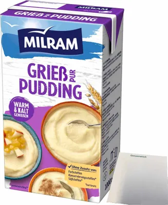 Produktbild von Milram Grieß-Pudding Pur warm und kalt zu genießen (1000g Packung) + usy Block