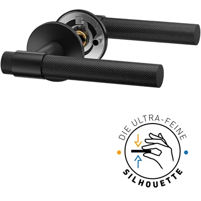 Produktbild von ERGO line Modern Design, Schwarz Türbeschlag ROSA ohne Schlossrosette, Die ultra-feine Silhouette, Türbeschlag; Türgriff; Türklinke