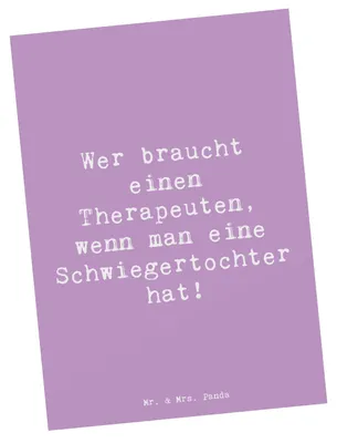 Produktbild von Mr. & Mrs. Panda Postkarte Spruch Schwiegertochter Humor - Lavendeltraum - Geschenk, Beziehung, lustiger, Liebe, Ansichtskarte, Ansichtskarten, einzelkarte, Konflikte