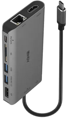 Zdjęcie produktu dla Lindy 43323, Przewodowa, USB 3.2 Gen 1 (3.1 Gen 1) Type-C, 100 W, 1000 Mbit/s, Czarny, Szary, SD