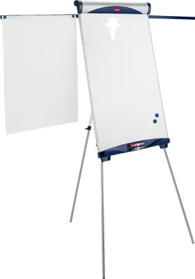 Produktbild von Nobo Classic magnetisches DreibeinFlipchart aus Stahl mit ausziehbaren Armen, Freistehend, 1000 x 685 mm, Porträt, Stahl, Blau, Silber, 11,8 kg