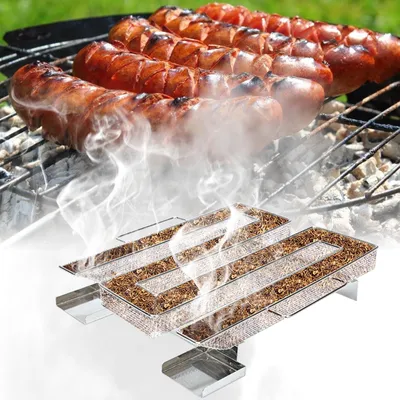 Produktbild von Jayseuw BBQ Räucher - M Typ aus Edelstahl 22,5x17,5x4,5cm, Kaltraucherzeuger Kaltrauchgenerator Kalträuchern Smoker Räuchern