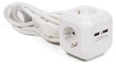 Produktbild von Steckdosenwürfel Steckdosenleiste Steckdose Verlängerung 4-fach, 2 x USB-Schnellladung