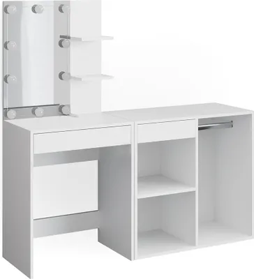 Produktbild von Schminktisch Vicco Isabelle Weiß 140 cm mit LED Beleuchtung und Schrank, Model 34449