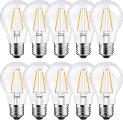 Produktbild von 10 x LED Filament Glühbirne 2W = 25W E27 klar Glühlampe warmweiß 2700K