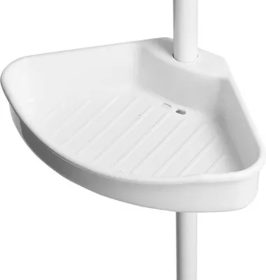 Immagine prodotto di Unyqoos®: Portaoggetti da doccia in plastica e metallo, bianco – Scaffale per doccia/bagno, adatto per dimensioni da 135 a 260 cm