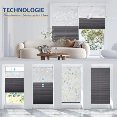 Produktbild von Sekey Plissee 115×130 cm Faltrollo Klemmfix Ohne Bohren Fensterollo Verdunkelungmit Lichtdurchlässig Ausbrenner-Muster Faltrollo Jalousie für Fenster
