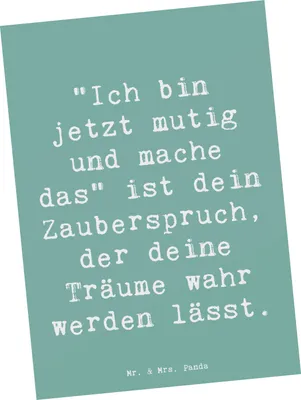 Produktbild von Mr. & Mrs. Panda Postkarte Spruch Mutig zu sich selbst stehen - Meeresbrise - Geschenk, Vertrauem, Authentizität, Grußkarte, Zuversicht, Ansichtskarte, Mutmacher, Stärke