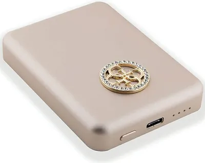 Produktbild von Guess Magsafe 4G Strassed Metall Logo 5W 3000Mah Induktive Powerbank - Gold