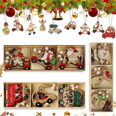 Image de Décorations de Noël en bois - 27 pièces, décorations de Noël pour les fêtes