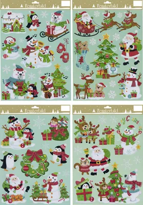Produktbild von Fensterbild Weihnachten Kunststoff 29 x 41 cm bunt 4-fach sortiert