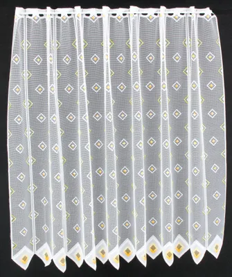 Produktbild von Gardinen Kranzusch Scheibengardine Quadrate 90x1035 cm H/B weiß gelb grün Bistrogardine Vorhang Küche 1er Pack