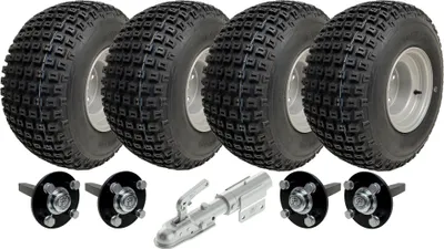 Zdjęcie produktu dla 18x9.50-8 Zestaw kół do przyczep quadów z podwójną osią, osie, zaczep obrotowy 408 kg