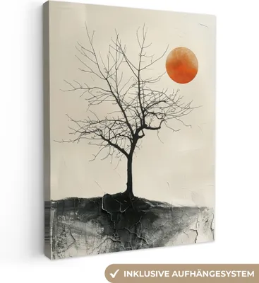 Produktbild von MuchoWow® - Leinwandbilder - Baum - Sonne - Modern - Landschaft, Wandbild, Wanddeko Bilder Wohnzimmer, 90x120 cm