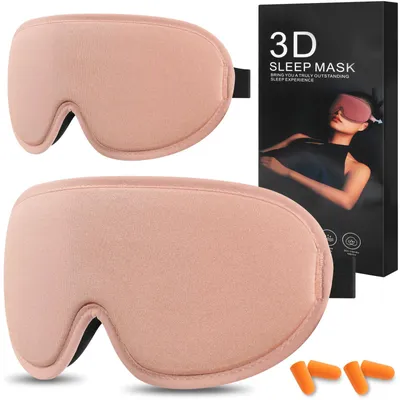 Produktbild von Rosa Schlafmaske, 2er-Set Schlafmasken mit verstellbarem Gummiband für Damen und Herren, Schlafmaske für Seitenschläfer, lichtundurchlässig und atmungsaktiv, 3D-Reise-Augenmaske