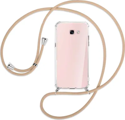 Produktbild von Handykette Backcover-Schutzhülle mit Band (Metall silberfarben) für Samsung Galaxy A7 2017 - beige