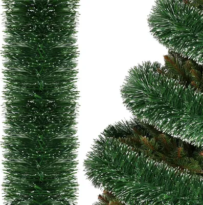 Produktbild von SPRINGOS Girlande für den Weihnachtsbaum Kunstgirlande grün-weiß 15 cm x 6 m Grasgirlande Baumboa extra breit Weihnachtsgirlande Weihnachtsdeko