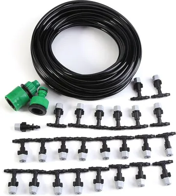 Image de Nébulisation Système de refroidissement Tuyau Buse d'arrosage Jardin Patio Kit de micro-irrigation (15M)