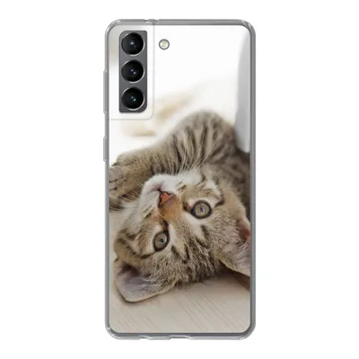 Produktbild von MuchoWow® Handyhülle Schutzhülle Hülle für Samsung Galaxy S21 Kätzchen - Sonne - Braun - Mädchen - Kinder - Jungen - Kind Silikon Softcase Handy Hülle - Softcase