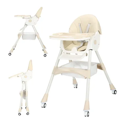 Produktbild von OYAJIA Kinderstuhl 3-in-1 Kinderstuhl, Kombistuhl, Babystuhl, höhenverstellbar klappbar Babystuhl mit Tablett und 5-Punkt-Gurt, Fußstütze, Baby Wippe