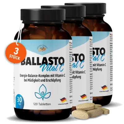 Produktbild von GOLDEN PEANUT Energie-Stoffwechsel 3x 120 Tabletten mit Maca Pulver, Flohsamenschalen, Inulin, Apfelpektin und Vitamin C, Ballaststoff Komplex