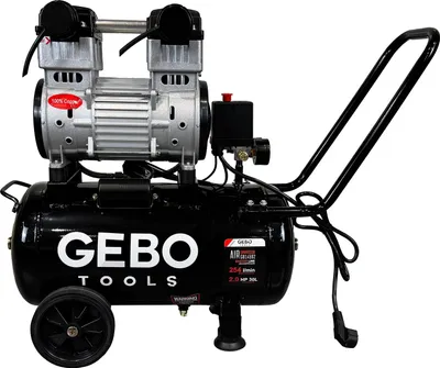 Immagine prodotto di Compressore aria silenziato - con capacità del serbatoio di 30 litri - senza olio, oil free - per utensili pneumatici, Gebo Tools