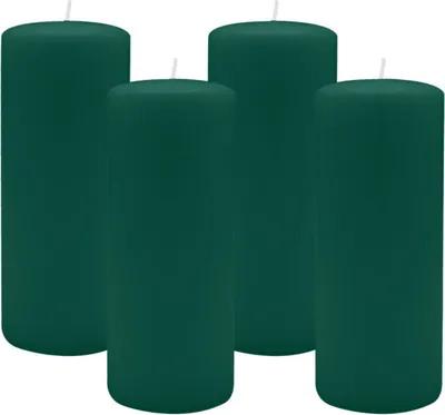 Produktbild von 4er Set Adventskranzkerzen Dunkelgrün Ø 80 x 200 mm