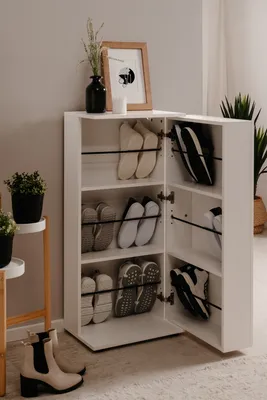 Produktbild von Schuhschrank >Satos< in weiß - 50x105x34cm (BxHxT)