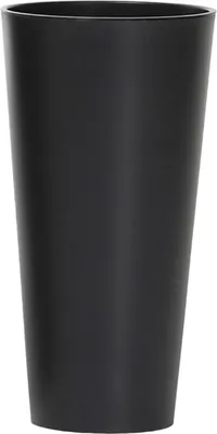 A tall, black, conical planter pot.