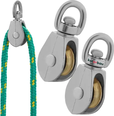 Produktbild von KOTARBAU® 2er Set Seilrolle Umlenkrolle einzeln Vernickelt 3/4" Stahl C15 Seilrollen für Bauwesen Segeln Rettung Bergsteigen | Umlenkrollen für Seile ⌀ 5 mm | Seilrolle | Umlenkrolle für Seilwinde