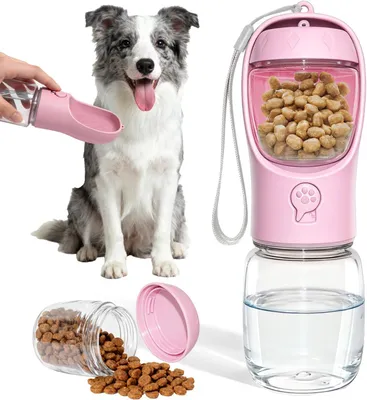 Obrázok produktu pre Fľaša na vodu pre psov 350 ml, ružová, pre cestovanie