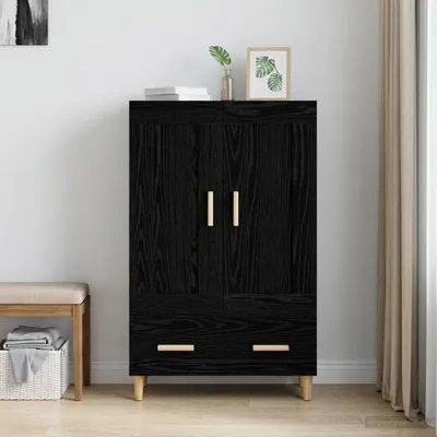 Image de vidaXL Meuble haut en bois imitation chêne noir, 70 x 31 x 115 cm