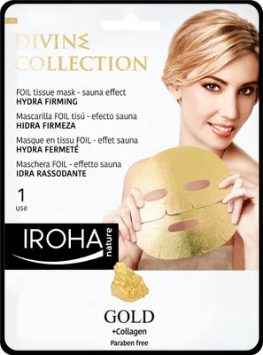 Produktbild von Iroha Nature Gold + Collagen Hydra-Firming Feuchtigkeits- und Straffungsmaske mit Gold und Kollagen, 25ml.