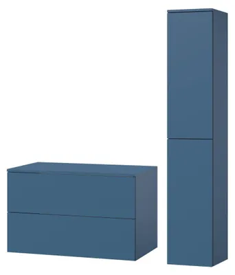 Produktbild von Badezimmerset 2-Teilig: Unterschrank + Hochschrank Color Meeresblau (2S 80 + 2D 160)