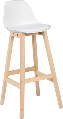 Image de Barkruk Tido Industrial - Blanc - Lot de 2 tabourets de bar - Chaise de bar avec dossier - Chaise de cuisine - Similicuir