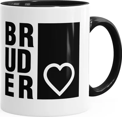 Produktbild von Kaffee-Tasse Bruderherz Geschenk-Tasse Keramiktasse MoonWorks® Innenfarbe schwarz unisize