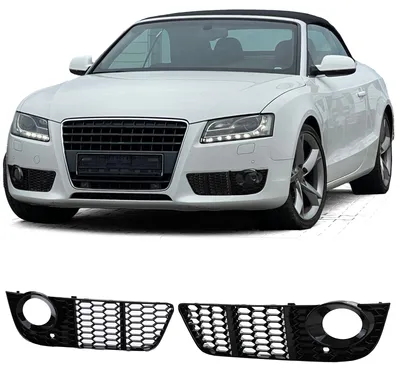 Zdjęcie produktu dla Grill przedni, czarny, błyszczący, lewy i prawy, do Audi A5 8T, rocznik 2007-2011, nie wersja S-line