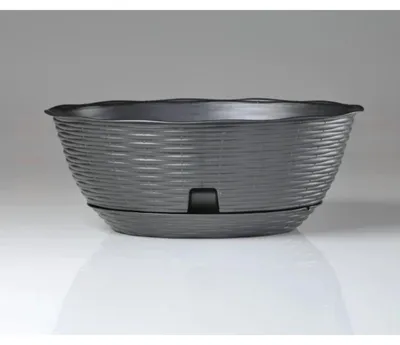 Image de Pot de fleurs "PAGLIA" - Gris Anthracite - D 30 x H 13 cm