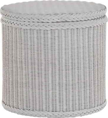 Produktbild von KRINES HOME Rattan Wäschekorb Wäschetruhe mit stabilem Deckel Rund Wäschebox (Weiss)