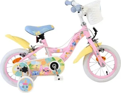 Image de Vélo enfant Disney Stitch - Filles - 12 pouces - Deux freins à main - Rose