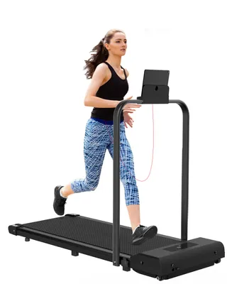Image de Tapis de course pliant 2 en 1 - Tapis de course électrique - Vitesse réglable de 1 à 10 km/h - Avec dossier et écran LCD - Noir