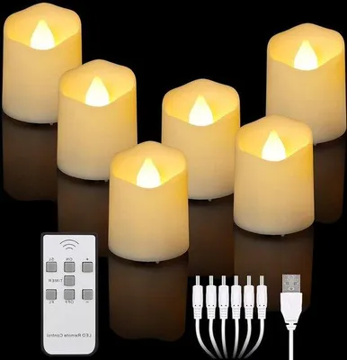 Immagine prodotto di Candele LED ricaricabili a luce bianca calda, dimmerabili, con telecomando e timer