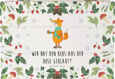 Produktbild von Mr. & Mrs. Panda Box Fuchs Keksdose 22 x 15 cm - Weiß - Geschenk, aus Holz, Kiste, Geschenkbox, Weihnachten, schmucktruhe, mit Deckel
