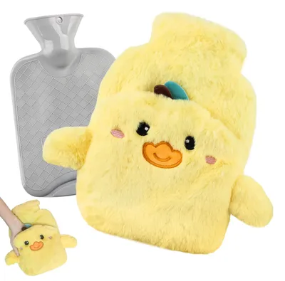 Imagen del producto de Bolsa de agua caliente con funda de lana suave, de 1 litro, ideal para la cama y para acampar