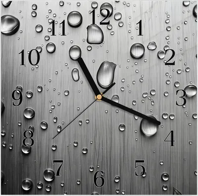 Produktbild von Wanduhr aus Glas mit Motiv Wassertropfen auf Metall- 30 x 30 cm - inkl. Aufhängesystem