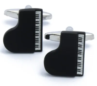 Productafbeelding van Manchetknopen Piano - Zwart met Witte Toetsen