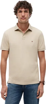 Immagine prodotto di Polo Tommy Hilfiger beige a tinta unita, vestibilità regolare, in cotone