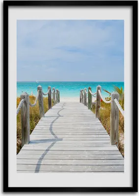 Produktbild von Bild - Bilderrahmen - Foto - 70 cm x 100 cm - MDF - Rahmen - Wandkunst - Weg zum Strand